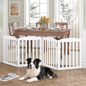 Barrière pour chien autoportante en bois extra large de 28 pouces de hauteur, pliable, pour intérieur, 4 panneaux, blanche, personnalisable - Product Image 2