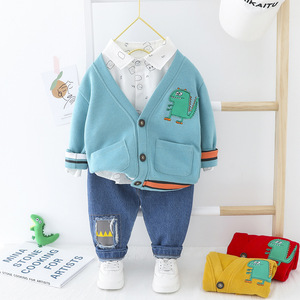 Meilleurs sites de vente en gros : Ensemble trois pièces pour garçons, style hip-hop, pantalon et chemise à manches longues, design tendance - Product Image 2