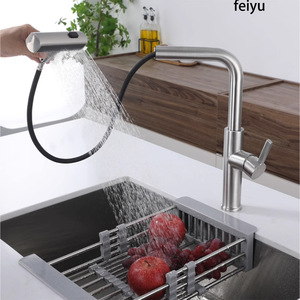 Robinet de cuisine en acier inoxydable 304 gris bronze, extractible, avec jet cascade, eau chaude et froide, pour évier et lave-vaisselle - Product Image 4