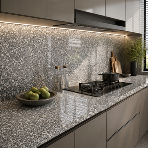 Modern Gray <b>White</b> Granite G612V Countertop Slab Polished Speckled Vanity Top Kitchen Island with Graphic Design for Hotel - Product Image 5