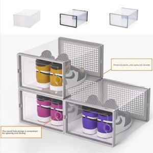 Venda Direta da Fábrica: Caixa de Sapatos Moderna de Plástico com Tampa Articulada, Atacado, Organizador de Sapatos Transparente para Armário Doméstico, Dobrável e Empilhável - Product Image 4