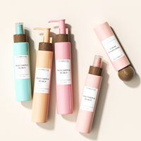 Botol Pompa Lotion Kosmetik Frosted 100ml 120ml 150ml, Botol Semprot Kaca Fine Mist dengan Tutup Kayu Bambu