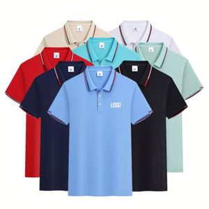 เสื้อโปโลชายคอปกปักโลโก้ตามสั่ง เสื้อยืดโปโลสำหรับตีกอล์ฟ ผ้าฝ้าย ระบายอากาศ แขนสั้น ขายส่งเสื้อโปโลชาย - Product Image 1