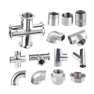 SS304 Top Quality Sanitary Stainless Steel Welding Anticorrosion Tee Elbow Adapters Coupling Tri Clamp 4 Way Cross Pipe Fitting
