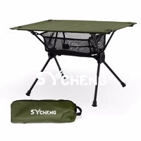 Table de camping moderne et compacte pour la randonnée, le barbecue et la plage - Pliable en aluminium avec plateau en bois pour le backpacking