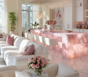 Comptoir en marbre poli moderne et luxueux avec éclairage intégré pour villa, hôtel, cuisine, îlot, salon, salle à manger, parc - Product Image 4