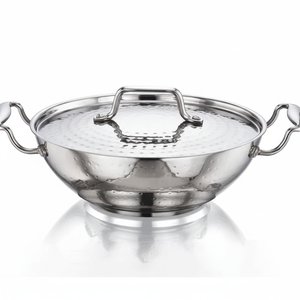 Meilleure poêle à frire antiadhésive en acier inoxydable robuste avec couvercle en verre pour nouilles à sauter/Cheowmein écologique allant au four - Product Image 1