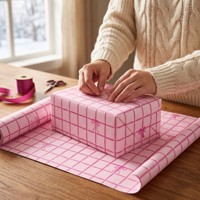 Papier cadeau rose personnalisé OEM pour Noël, rouleau de papier écologique, sacs en papier, carnets, cartes de vœux, boîtes cadeaux