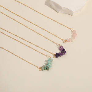 Joyería de piedras preciosas irregulares de oro de 14K, piedra rugosa, amatista de cuarzo rosa, collar de cristal personalizado con chip - Product Image 6