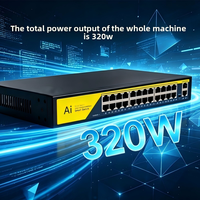 Switch PoE Gigabit de 320W con 24+2 Puertos, Switch de Red Inteligente con VLAN e IA de 320W y 24 Canales para Cámaras IP de CCTV, Vigilancia y Seguridad, Venta al Por Mayor B2B