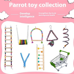 Eco-Friendly Geometric Pattern Sporty Style Chewing Toy <strong>Bird</strong> Toys Swing Ring <strong>Ladder</strong> Wood Cage Parrot Budgie Lovebird Cockatiel - Product Image 2
