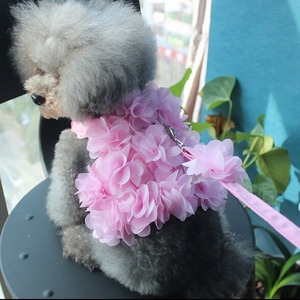 Flower <b>Pet</b> Vest Small Medium Breathable Dog Cat <b>Harness</b> Outdoor Walking Leash Spring Summer Pink Red Background - Product Image 1