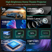 YDH-YG710W 2025 Nouveau projecteur 4K à succès 2300 Lumens, 1080P avec autofocus, projecteur vidéo Android pour home cinéma et conférences 4K