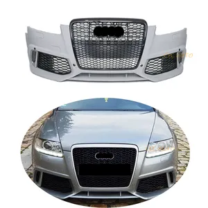 A6 C6 Upgrade to RS6 body kit car front bumper with grille for Audi A6 S6 4F 2004 2005 2006 2007 2008 2009 2010 2011 2012