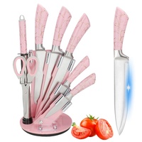 Luxe kukhonnyye nozhi manche à revêtement rose en acier inoxydable ensemble de couteaux de cuisine de chef couteaux de cuisine