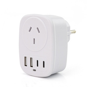 Adaptateur de voyage AU EU 4USB (2 USB-C) Australie Prise européenne Prise Europe pour Allemagne Espagne France <span class=keywords><strong>Pays</strong></span>-<span class=keywords><strong>Bas</strong></span>-Type E/F 10A - Product Image 3