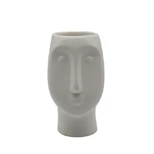 Vaso per penna in ceramica con Mini vaso bianco crema astratto H10cm