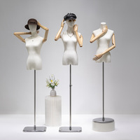 Maniquíes Femeninos para Tienda de Ropa con Base Metálica, Modelos de Cuerpo Superior Ajustables, Maniquíes de Exhibición de Plástico y Acero Inoxidable