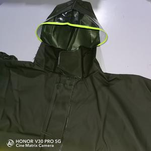 Revêtement Polyester imperméable en PU, combinaison <span class=keywords><strong>de</strong></span> <span class=keywords><strong>pluie</strong></span> longue, vert foncé, hi vis <span class=keywords><strong>de</strong></span> sécurité, travail, pêche, agriculture - Product Image 3