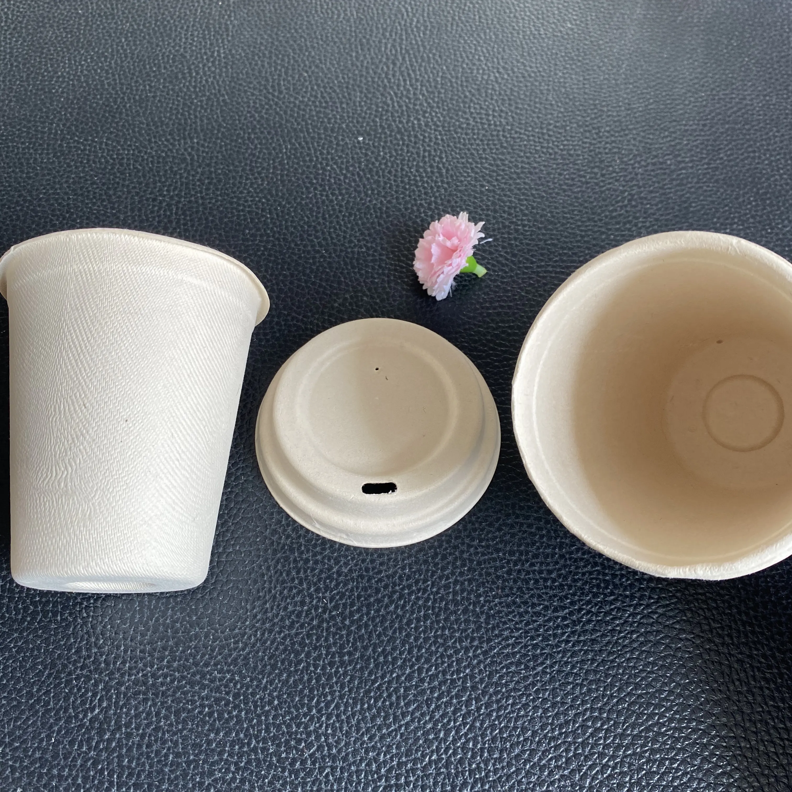 Wegwerp Suikerriet Bagasse Papier Thee Koffie Cup Met Deksel