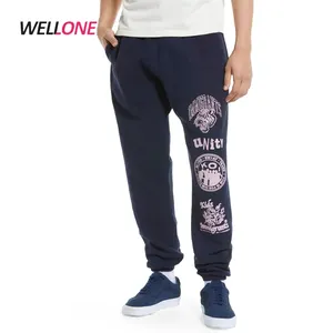 80% cotone 20% poliestere da uomo Navy elastan Band stampa serigrafica personalizzata da uomo in pile Jogger Set pantaloni della tuta