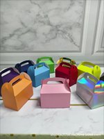 Boîtes en papier de pignon de cadeau de faveur de fête de couleur unie avec poignée boîtes de papier d'emballage de bonbons de biscuits de douche de bébé d'anniversaire