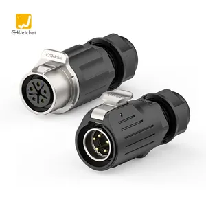 E-Weichat Macho Montaje en panel Conector de 5 pines Hembra Dc Conector de enchufe Cable eléctrico Conector de enchufe impermeable