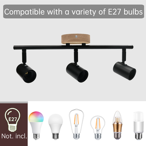 <span class=keywords><strong>Spot</strong></span> de <span class=keywords><strong>plafond</strong></span> LED d'intérieur moderne éclairage réglable E27 Downlight bois <span class=keywords><strong>noir</strong></span> métal corps en aluminium Dimmable 3000K-6000K température de couleur - Product Image 5