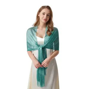 Нарядные платки и палантины для вечерней одежды, элегантный шарф из пашмины с металлической нитью