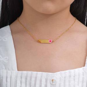 Chaîne de croix plate en acier inoxydable pour filles, collier pour enfants en forme de cœur époxy corrodé de marque Gold - Product Image 1
