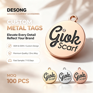 Custom Metal Round Garment <b>Tags</b> Embossed Logo Label for Clothing Accessories - Product Image 1