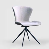 Chaise de salle à manger pivotante moderne en cuir PU, cadre en acier carbone noir, design minimaliste pour usage résidentiel et commercial