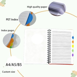 Cuaderno en espiral con índice Multicolor personalizado PP Wire-O con cubierta de cuero/PVC para estudiantes universitarios, notas del curso, planificación de proyectos - Product Image 3