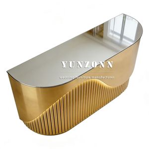 تصميم جديد لعام <span class=keywords><strong>2026</strong></span> لكاونتر بار وطاولة استقبال عصرية من الفولاذ المقاوم للصدأ الذهبي - Product Image 5