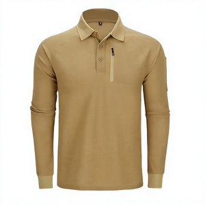 Polo personalizado de manga larga con bolsillo en el pecho para entrenamiento de rendimiento para hombre - Product Image 1
