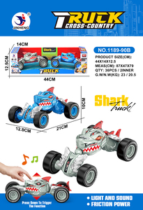 Ensemble de voitures jouets 2 pièces de haute qualité pour enfants Design dinosaure et requin Lumières et sons alimentés par inertie Transformation Crash en plastique - Product Image 6