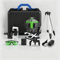 Niveau laser croisé vert 4D à 16 lignes, auto-nivelant à 360 degrés avec trépied et 2 batteries pour travaux de rénovation et de construction