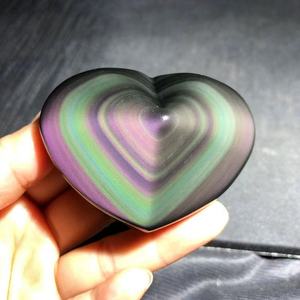Venta al por Mayor de Corazones de Obsidiana Arcoíris Natural, Cristal Pulido Tallado, Adorno con Tema de Amor, Decoración Feng Shui para el Hogar, Regalo de Boda - Product Image 1