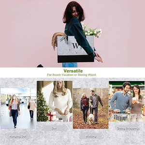 กระเป๋าของขวัญงานแต่งงานแบบกำหนดเองสำหรับเพื่อน ครู แม่  กระเป๋าโท้ทสีดำปักลาย  ผ้าสักหลาดสีเทา - Product Image 6