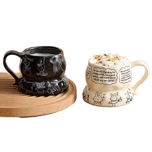 Taza de Café de Cerámica Irregular Hecha a Mano por Shimaier con Diseño Navideño Creativo y Divertido, Capacidad de 201-300 ml - Product Image 1