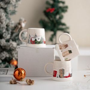Custom High Quality Eco-friendly Cartoon Design Snow House Pattern <b>Ceramic</b> <b>Mug</b> Pink Unique Shaped Dishwasher & Microwave Safe - Product Image 1