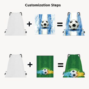 Custom Football Theme <b>Drawstring</b> <b>Backpack</b> Full Print Sports Gym Sack OEM ODM - Product Image 4
