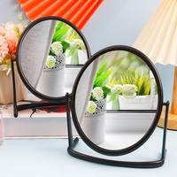 Miroir de maquillage de bureau ovale simple double face pour dortoirs féminins, emballage en boîte, miroir cosmétique double face pour soins de beauté