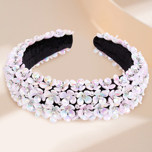 Diadema con Cuentas Hua Liyu, Perlas Blancas y Diamantes de Imitación, Terciopelo, Accesorio de Moda para Mujer, Estilo Fresco y Dulce - Product Image 3
