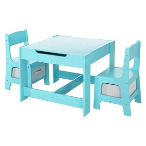 Table de peinture en bois massif rose pour filles, ensemble Table et chaise pour enfants, bureau d'activité pour enfants, table de jeu bleu solide pour garçons, vente en gros - Product Image 4