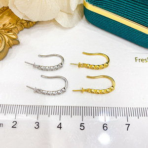 ต่างหูเงินแท้ WENCHI S925 อุปกรณ์ DIY สำหรับทำต่างหู พร้อมฐานเปล่าสำหรับเม็ดลูกปัดขนาด 8-10 มม. ประดับเพชรซิคอนเรียบง่าย สำหรับทำเครื่องประดับ-รุ่น 11177 จีน - Product Image 3