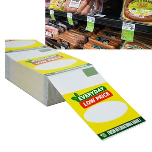 슈퍼마켓 판매용 맞춤형 인쇄 스택 인쇄 접착 플라스틱 클립 걸이 직열 선반 가격 라벨 스티커