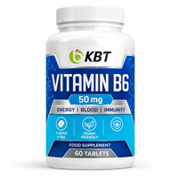 Étiquette de bouteille personnalisée disponible, complément de vitamine B6 en comprimés, 50 mg de vitamine B6, comprimés de chlorhydrate de pyridoxine