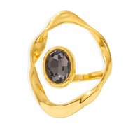 Bague de Cocktail en strass tchèque pour femmes en laiton plaqué or surdimensionné Design géométrique prêt à expédier lunette réglage incrustation bijoux