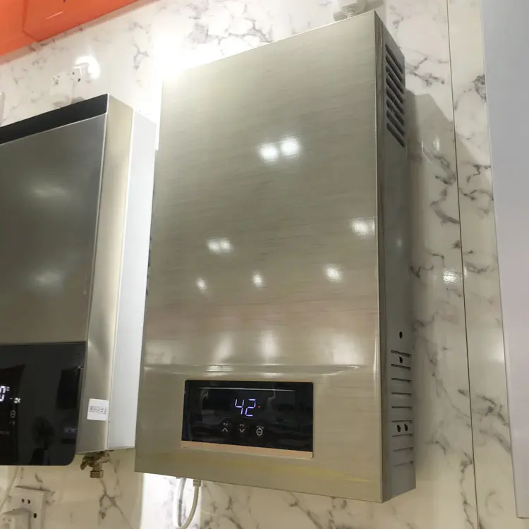 Pemanas air Gas instan temperatur konstan tampilan LCD berkemah LPG gas Geyser terpasang dinding Tanpa tangki panas air panas
